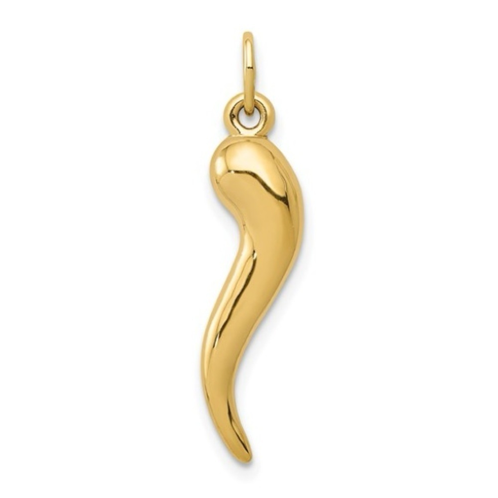 New 10k 3d Italian Horn Charm, 25mm Long